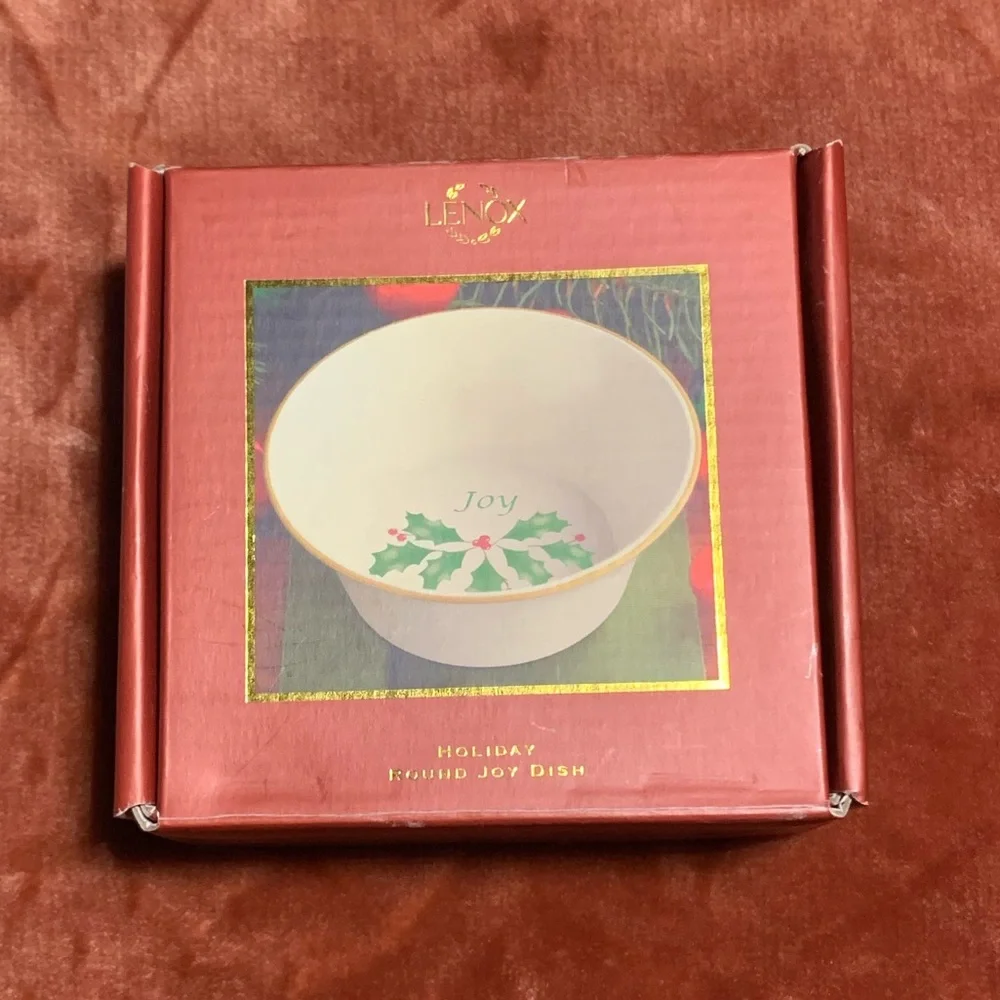 NEW LENOX Ceramic Candy Dish Bowl Ramekin CHRISTMAS HOLIDAY JOY